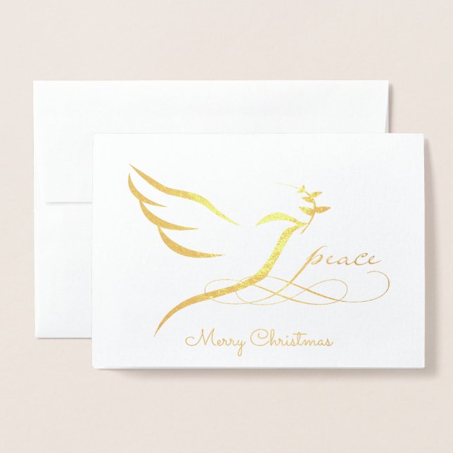 Gold Foil Peace Doves-kort Folierat Kort (Framsida med kuvert)