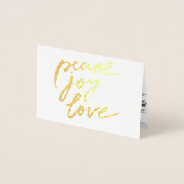 Gold Foil Peace Joy Kärlek Woodland - julfoto Folierat Kort