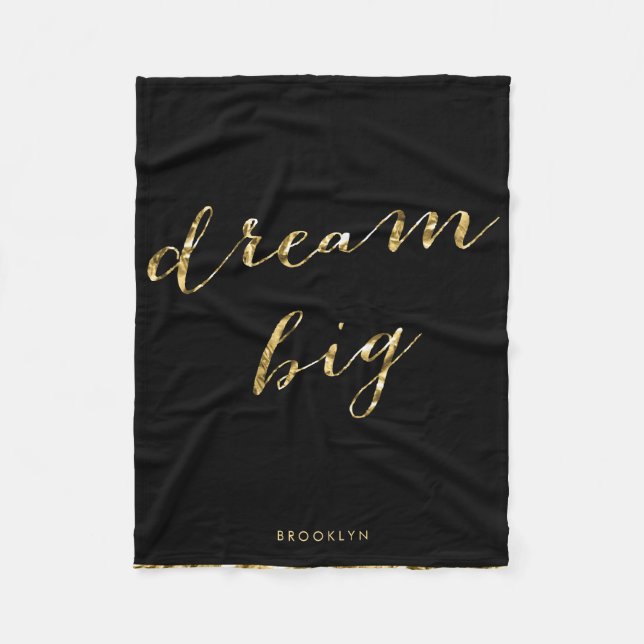Gold Foil Personlig Dream Big Blanket Fleecefilt (Framsidan)