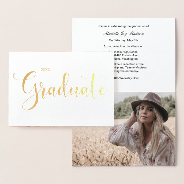 Gold Foil Photo Studenten-meddelande Folierat Kort (Display)