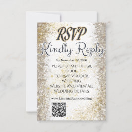 Gold Foil Photo Wedding RSVP QR Code Card OSA Kort