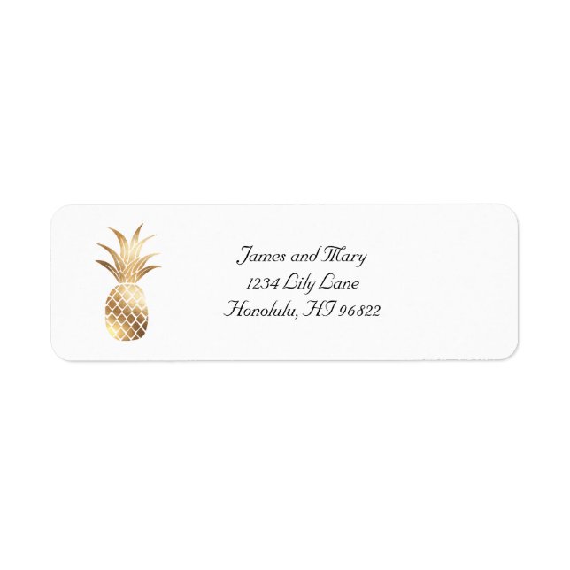 Gold Foil Pineapple Return-adressetikett Returadress Etikett (Framsidan)
