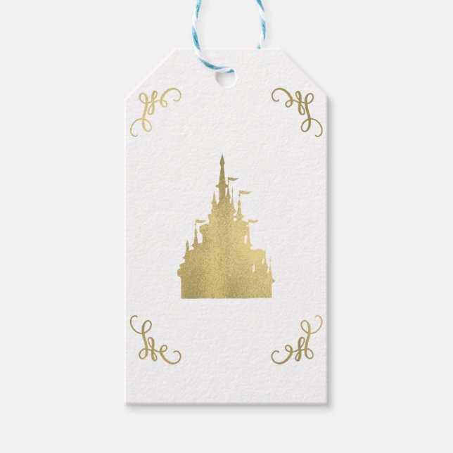 Gold Foil Princess Castle Storybook Bröllop Presentetikett (Framsidan)