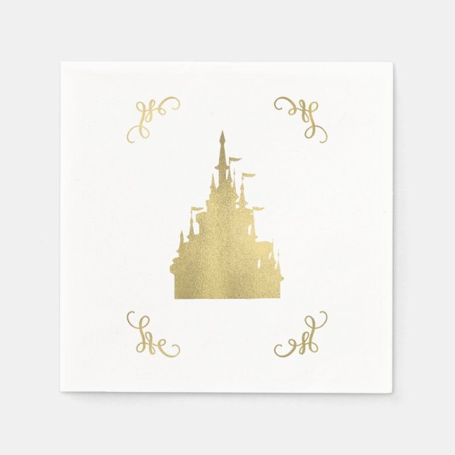 Gold Foil Princess Flagga Castle Storybook Bröllop Pappersservett (Framsidan)