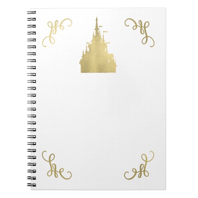 Gold Foil Princess Flagga Castle Storybook Elegant Anteckningsbok Med Spiral (Framsidan)