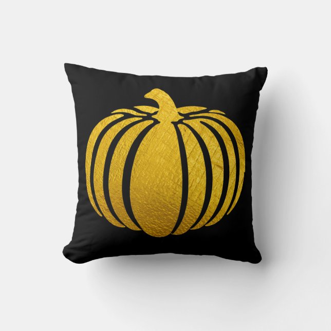 Gold Foil Pumpkin Dekorativ kudde (Framsida)