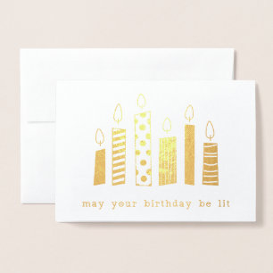 Gold Foil Pun Birthday Candles Folierat Kort