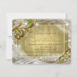 Gold Foil Quinceañera Inbjudningar