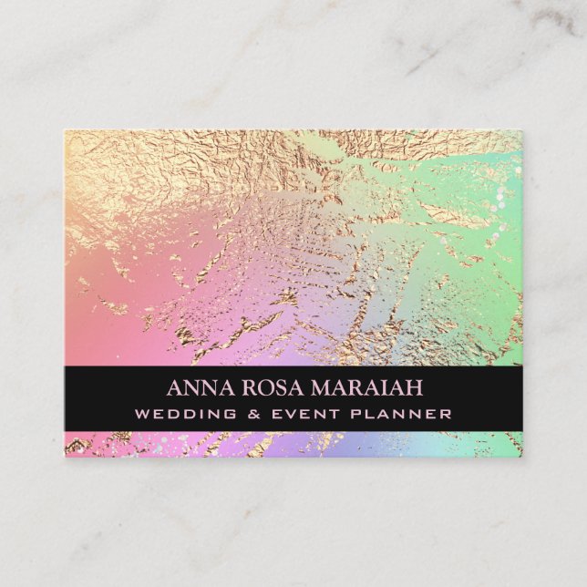*~* Gold Foil Rainbow Beauty Bröllop Elegant   Visitkort (Framsida)