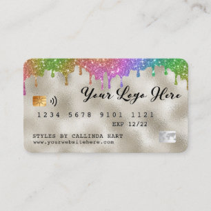 Gold Foil Rainbow Glitter Loyalty VIP Kredit Visitkort