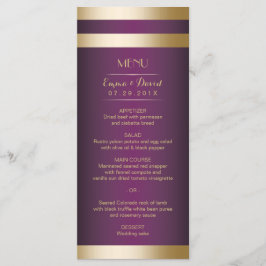 Gold Foil Rand Elegant Lila Bröllop Menu Meny