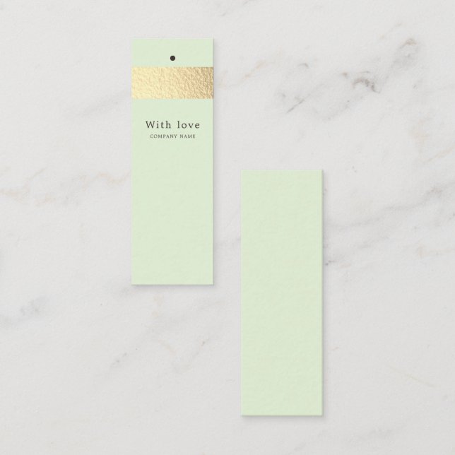 Gold Foil Rand på Mint Grönt Gift-Märkre Mini Visitkort (Fram/baksida)