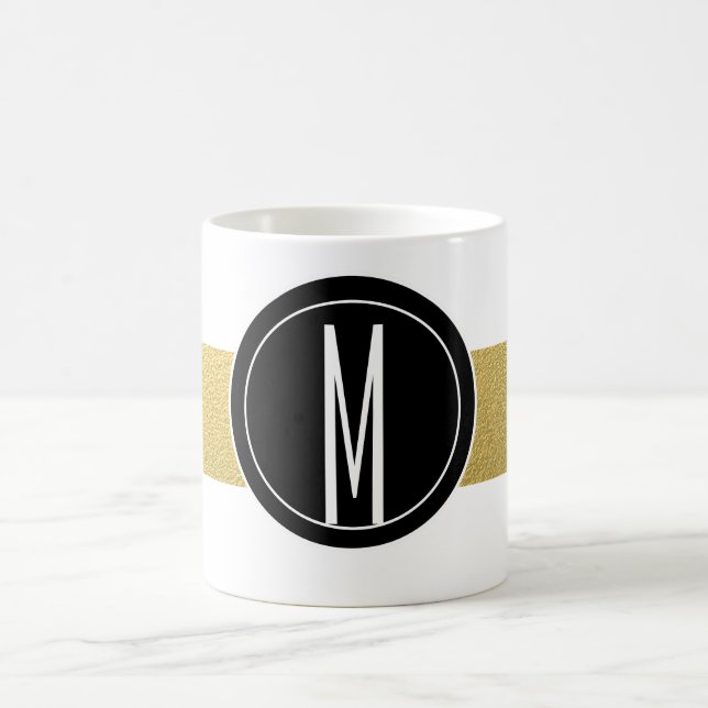 GOLD FOIL RAND | SVART MONOGRAM KAFFEMUGG (Center)