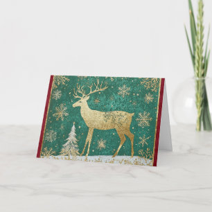 Gold Foil Reindeer med Snöflingor Kort
