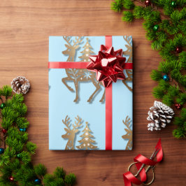 Gold Foil Reindeer with a Christmas Tree Presentpapper
