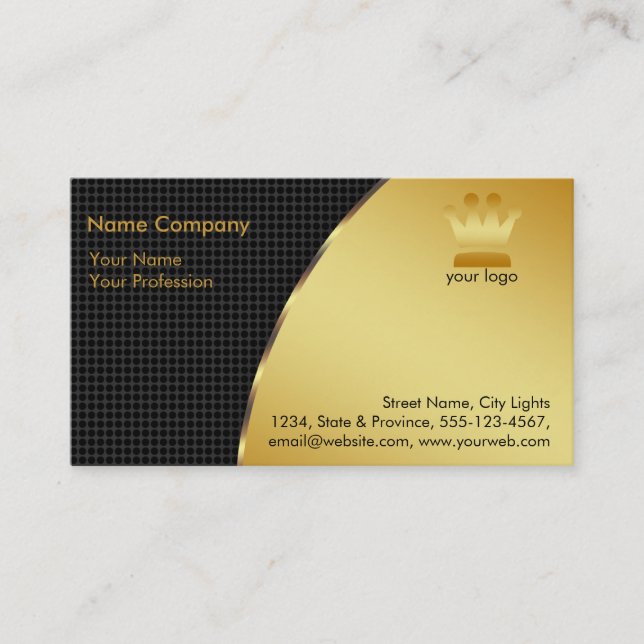 Gold Foil Retro Krona logotyp Financial Services Visitkort (Framsida)