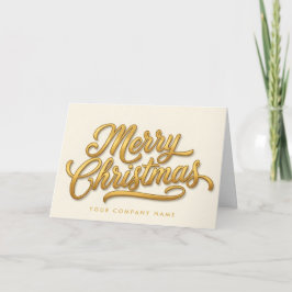 Gold Foil Retro Script Merry Christmas Helgkort