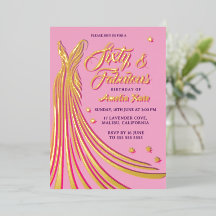 Gold Foil Rosa Gown 60:e Födelsedagsfesten Real