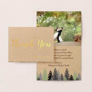 Gold Foil Rustic Gräs Tack Folierat Kort