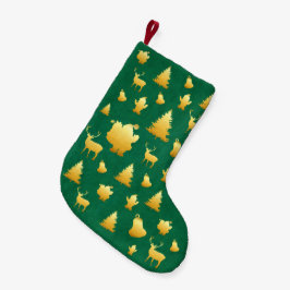 Gold Foil Santa Faux Grönt jul Stock Liten Julstrumpa