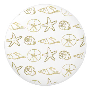 Gold Foil See Snäckors Chic Beach Elegant White Knopp