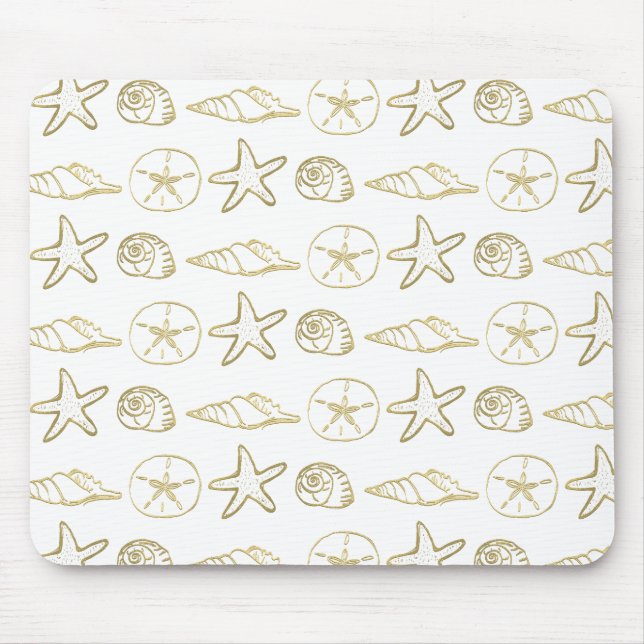 Gold Foil See Snäckors Chic Beach Elegant White Musmatta (Framsidan)