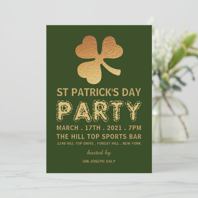 Gold Foil Shamrock, Party Inbjudningar (Stående Fram)