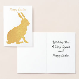 Gold Foil Sitta Glad påsk Bunny Rabbit Folierat Kort