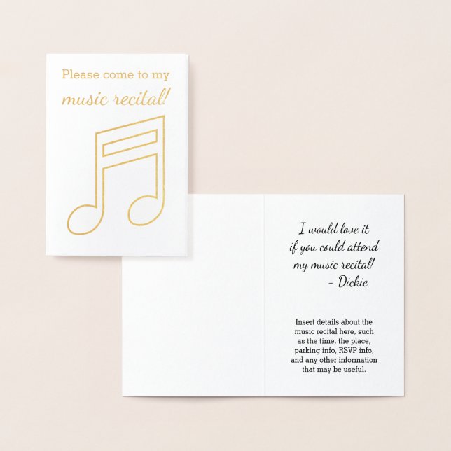 Gold Foil: "Snälla kom till mitt musikskäl!" Kort (Display)