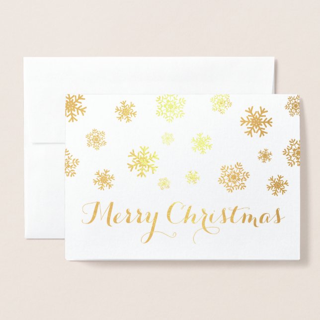 Gold Foil Snöflingor God jul Folierat Kort (Framsida med kuvert)