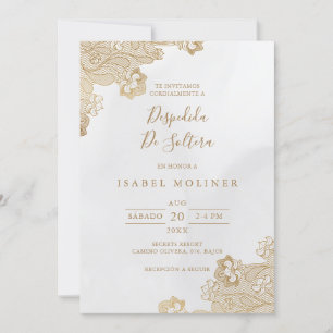 Gold Foil Snöre Ornate Spain Möhippa Inbjudningar