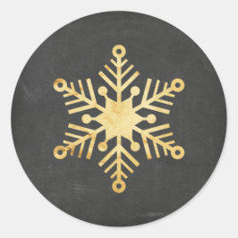 Gold Foil Snowflake jul Stickers Runt Klistermärke