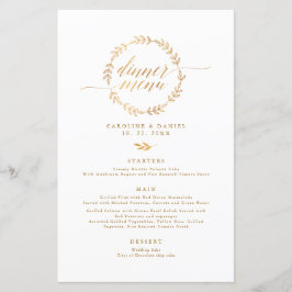 Gold Foil Snyggt Calligraphy Bröllop Menu