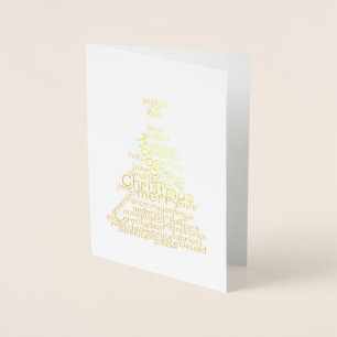 Gold Foil Sober Julgran Ord Cloud Folierat Kort