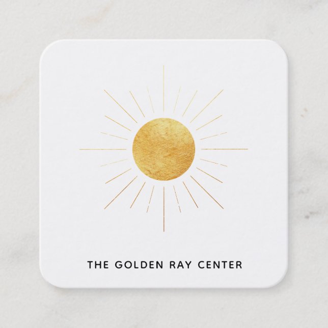 *~* Gold Foil Sol & Golden Rays Andlig Center Fyrkantigt Visitkort (Framsida)