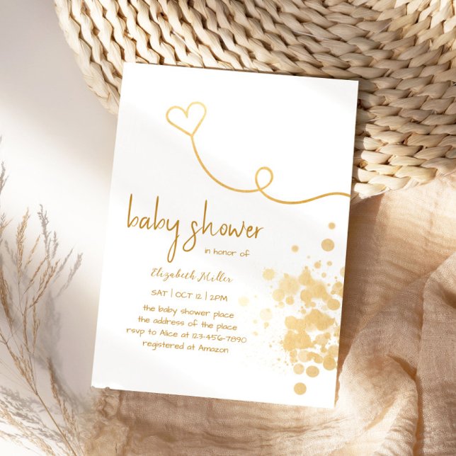 Gold Foil Stänk Simple Boy Baby Shower Inbjudningar (Skapare uppladdad)