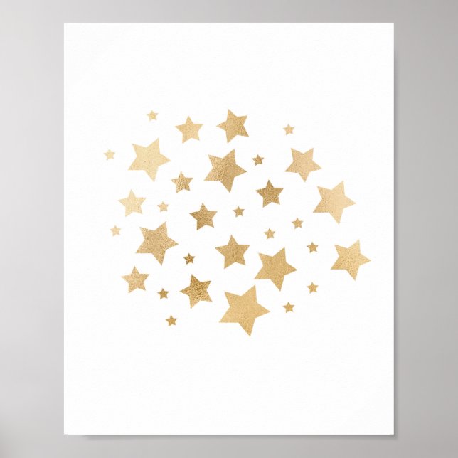 Gold Foil Stars Glitter Nursery Wall Art Poster (Framsidan)