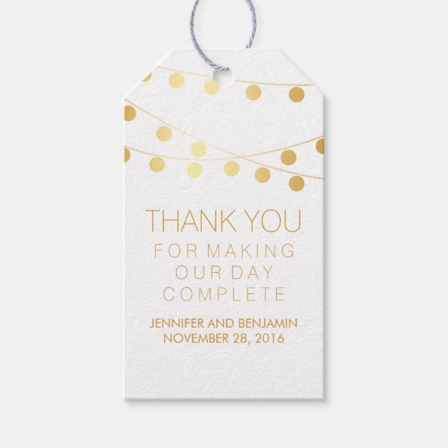 Gold Foil String Ljus Elegant bröllop Presentetikett (Framsidan)