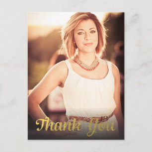 Gold Foil Studenten Grad Tack Photo Postcard Vykort