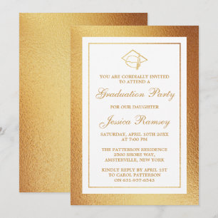 Gold Foil Studenten Hat Studentfest Inbjudningar