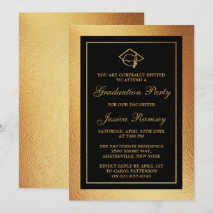 Gold Foil Studenten Hat Studentfest Inbjudningar
