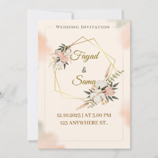 Gold Foil Style Wedding Invitation | Elegant Scrip Julkort