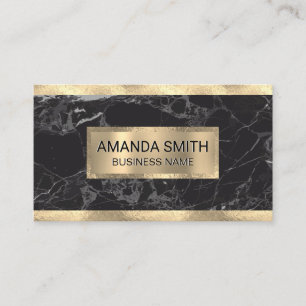 Gold Foil Trim Black Marble Guld Metallic Banner Visitkort