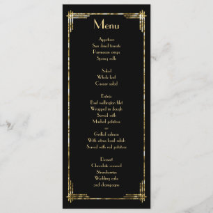 Gold Foil Underbar Gatsby Art Deco Bröllop Menu Bl Meny