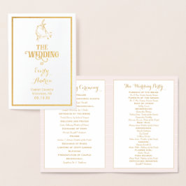 Gold Foil Vintage Hummingbird BRÖLLOPSPROGRAM Folierat Kort