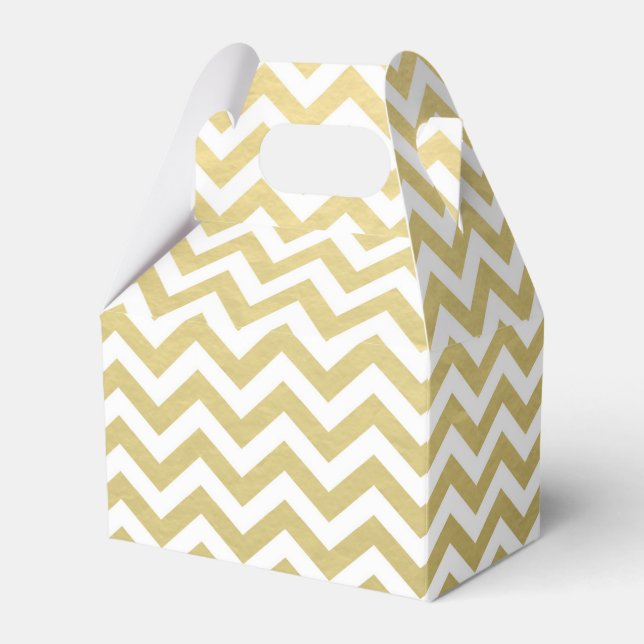 Gold Foil White Chevron Mönster Presentaskar (Framsidan Sidan)