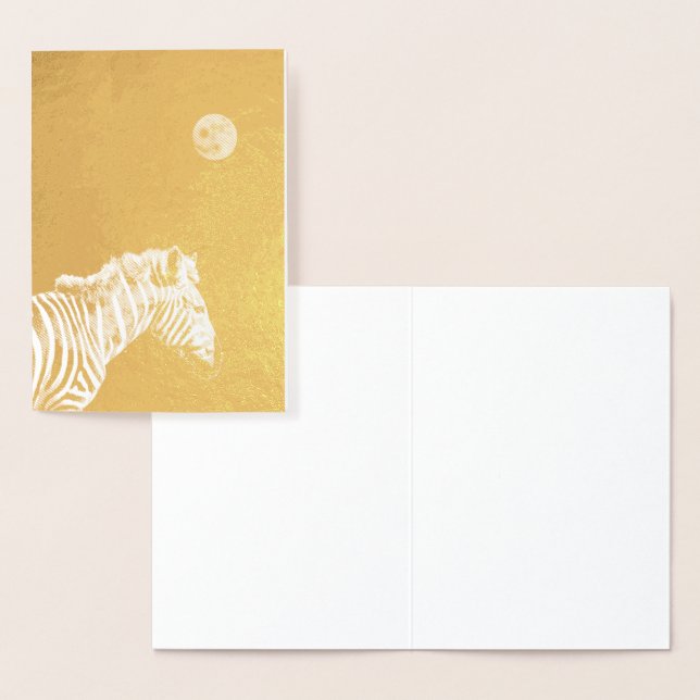 Gold Foil Zebra med Måne Folierat Kort (Display)