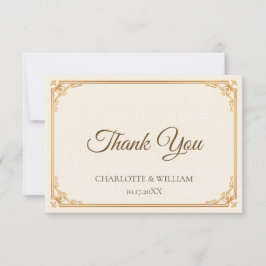 Gold Frame Classic Wedding Thank You Card Tack Kort