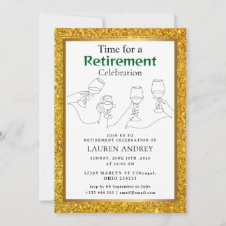 Gold Frame Retirement Celebration Invitation Inbjudningar