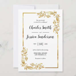 Gold Frame Wedding Invitation Inbjudningar